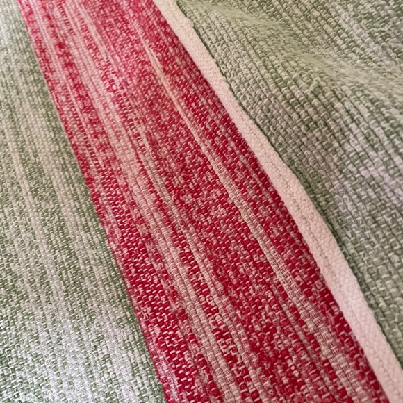 Vintage catalogne rag blanket, fits Queen bed. Striped, Red & Green. - Picture 7 of 14